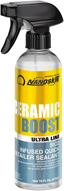 Nanoskin Ultra Line CERAMIC BOOST 16 Oz. –DIY Ceramic SiO2 Spray Sealant for Finishes and Ceramic Coatings | Proprietary (Nano SiO2) Formula | Cars, Trucks, Boats, Bikes, ATV, RV, Glass