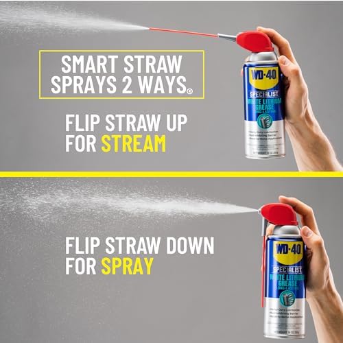 WD-40 Specialist White Lithium Grease Spray with SMART STRAW SPRAYS 2 WAYS, 10 OZ [6-Pack]