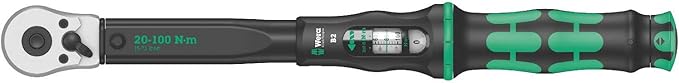 Wera - 5075611001 "Click-Torque B 2 torque wrench with reversible ratchet, 3/8"" x 20-100 Nm", black/green