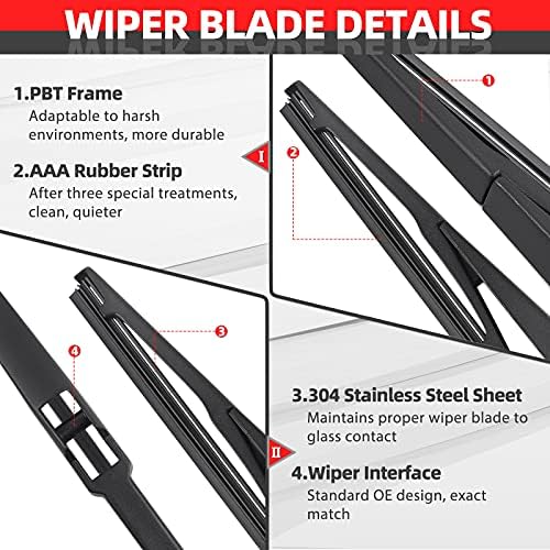 Rear Wiper Blade and Arm Set for Hyundai Santa Fe 2006-2012