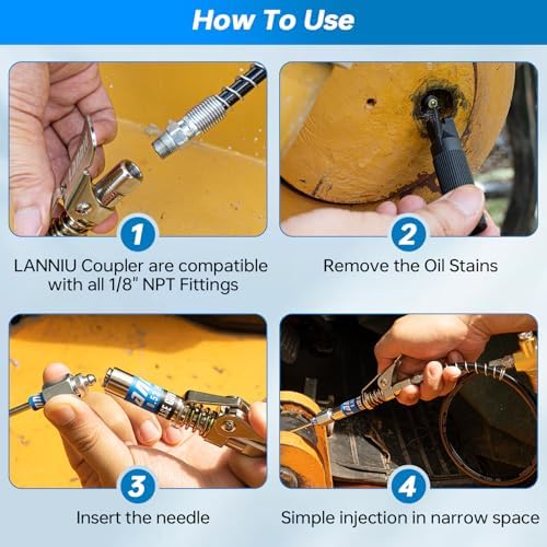 Grease Gun Accessories Kit, Include 0.53" Grease Tips & Needle Dispenser