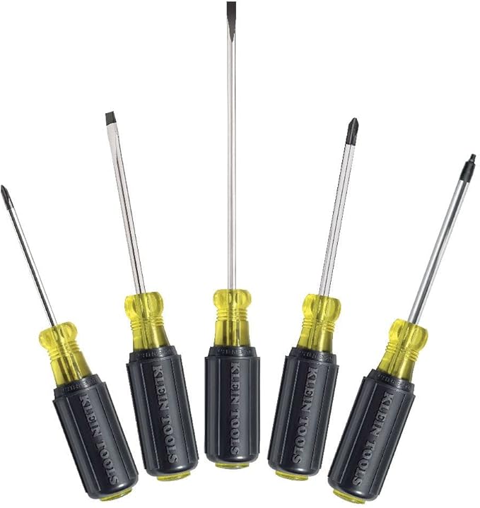 Klein Tools 5-Piece Screwdriver Set and 6-in-1 Stubby Screwdriver/Nut Driver Bundle with Phillips, Slotted, and Square Drivers