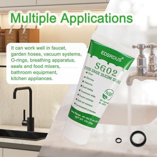 SG02 Food Grade Silicone Grease Waterproof Plumbers Grease for Valve Sealant Faucet O Rings Garden Hoses 1OZ