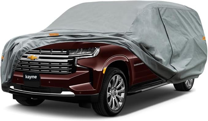 Kayme Heavy Duty SUV Car Cover Custom Fit Chevrolet Suburban Waterproof All Weather for Automobiles, Full Exterior Covers Sun Rain UV Protection.（Deliver About 3-10 Days）