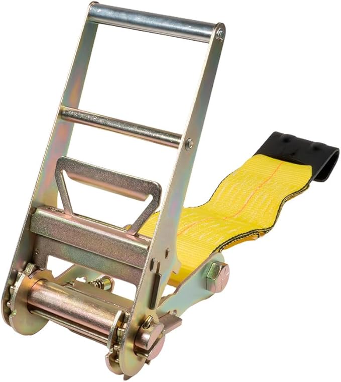 Mytee Products Ratchet Tie-Down Straps with Flat Hooks, 4" x 30' Ratchet Straps Yellow | 16,200 Lbs Breaking Strength | TieDown Ratchet Straps for Flatbed, Truck, Trailers Pickup