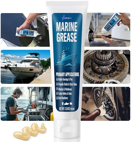 2 Pack 3.38 oz Marine Grease Tube, Premium Marine Grade Grease, Waterproof High Temp (0°F - 500°F) Bearing Lube for Propeller Shafts, Rudder Bearings, Trailers & Boat Maintenance