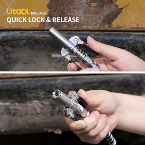UTOOL 8000 PSI Heavy Duty Pistol Grip Grease Gun Kit, 14 oz Capacity