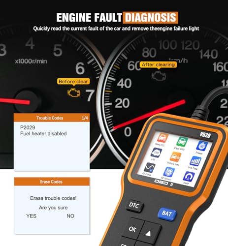 UMEIJA OBD2 Scanner with Upgrade Battery Tester - Diagnostic Tool for Cars That Check Engine Light & Emissions Readiness Read and Clears Vehicle Error Codes for All OBD II Protocol Vehicles Since 1996