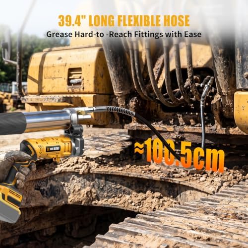 Cordless Grease Gun Compatible with DeWalt 20V Battery, 12000 PSI Electric Grease Gun with 2-in-1 Rotating Handle, Works with Bulk & Cartridge Grease, LED Light, 39.4" Hose(Tool Only)