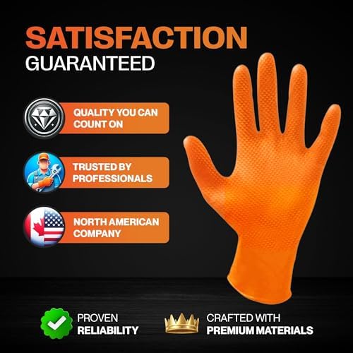 SURESAFE Orange Nitrile Gloves, 8 Mil Powder-Free Latex-Free Disposable