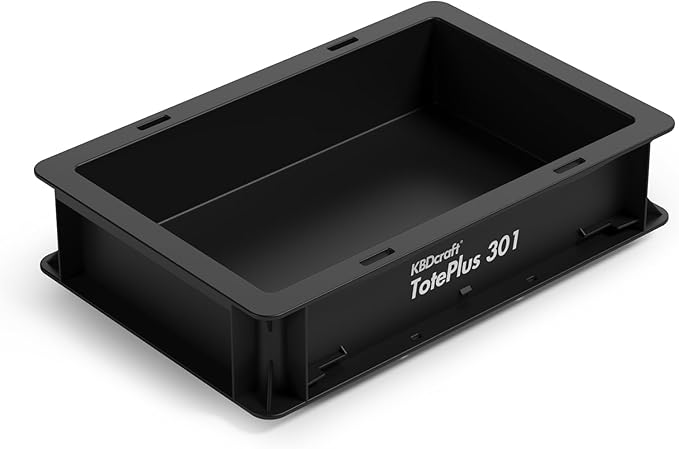 KBDcraft Stackable Storage Bin - Heavy-Duty Plastic Organizer Box and Tray with Straight Walls, small plastic bin totes for storage, 12"x8"x3", 0.5Gal, Black, 1 Pack