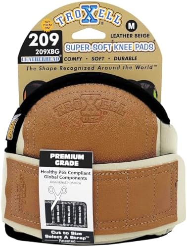 TROXELL USA - SuperSoft Beige Leatherhead Kneepads (Medium Size/Bagged in Pairs)
