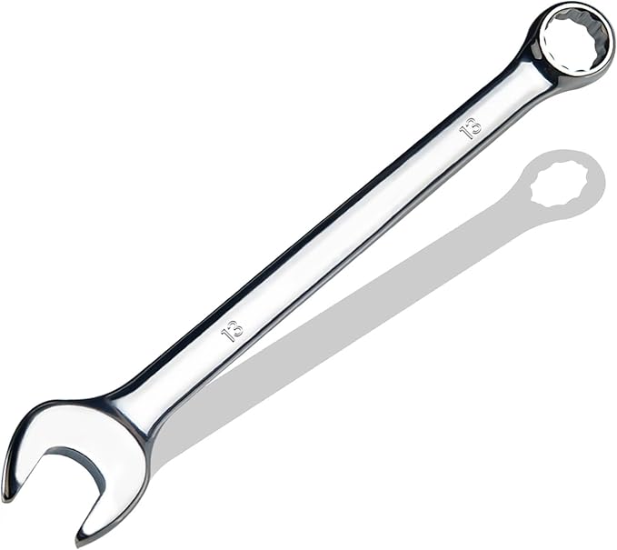13mm Metric Combination Wrench, CR-V Steel with Mirror Polish, 12-Point Design, 15-Degree Offset, Perfect for Auto Repair, Household, Car & Truck Emergency
