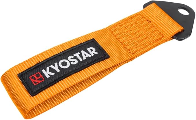 Kyostar Universal Racing Tow Strap for Front or Rear Bumper Towing Hooks, High Strength Tow Straps, Upgrade Version (Orange)