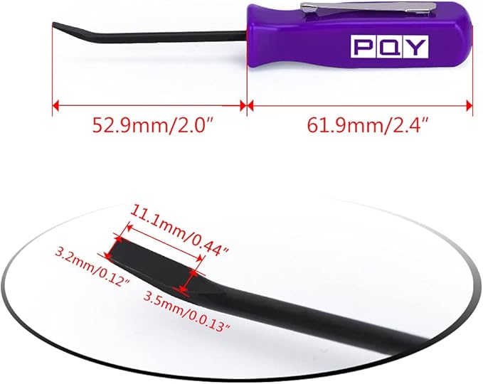 Mini Pocket Pry Bar with Pocket Clip 4.5" Length 3pcs (Purple)