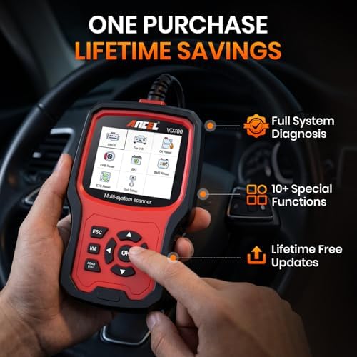 ANCEL VD700 OBD2 Diagnostic Code Reader Scan Tool Fit for Volkswagen Audi VW Skoda Seat, All Functions OBD11 Scanner for VAG Vehicles with Battery Registration EPB Reset (Upgraded VD500)