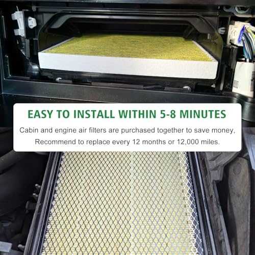 Capume 2PCS Cabin Engine Air Filter Kit Fits for 2014-2019 Tundra 4.6L,2014-2021 Tundra 5.7L,2014-2022 Sequoia 5.7L,Replacement for CA11895, CF10285,17801-0P100,87139-07020,JM285JMP100