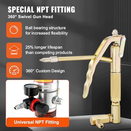 VEVOR Grease Pump, Air Grease Pump with 13 ft High Pressure Hose and Grease Gun, Pneumatic Grease Pump, Portable Lubrication Grease Pump with 360° Swivel Grease Gun Head
