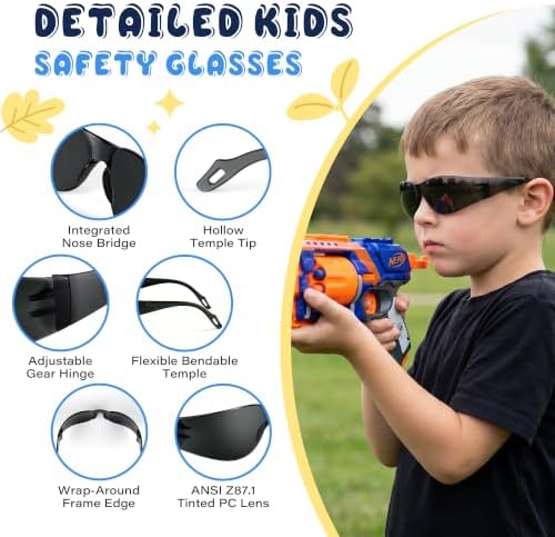 24 Pack Kids Safety Glasses, ANSI Z87.1 Impact Resistant Safety Goggles for Boys Girls, Tinted Lens with UV Protection, Child Protective Eyewear for School Science Lab, Nerf Party & DIY