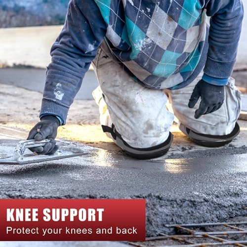 Professional Knee Pads for Work Construction with Heavy Duty Cap Foam Padding Gel Cushion Knee Pads for Men, Comfortable Adjustable Strong Strap, Military Grade Rivet for Flooring Gardening, Grey