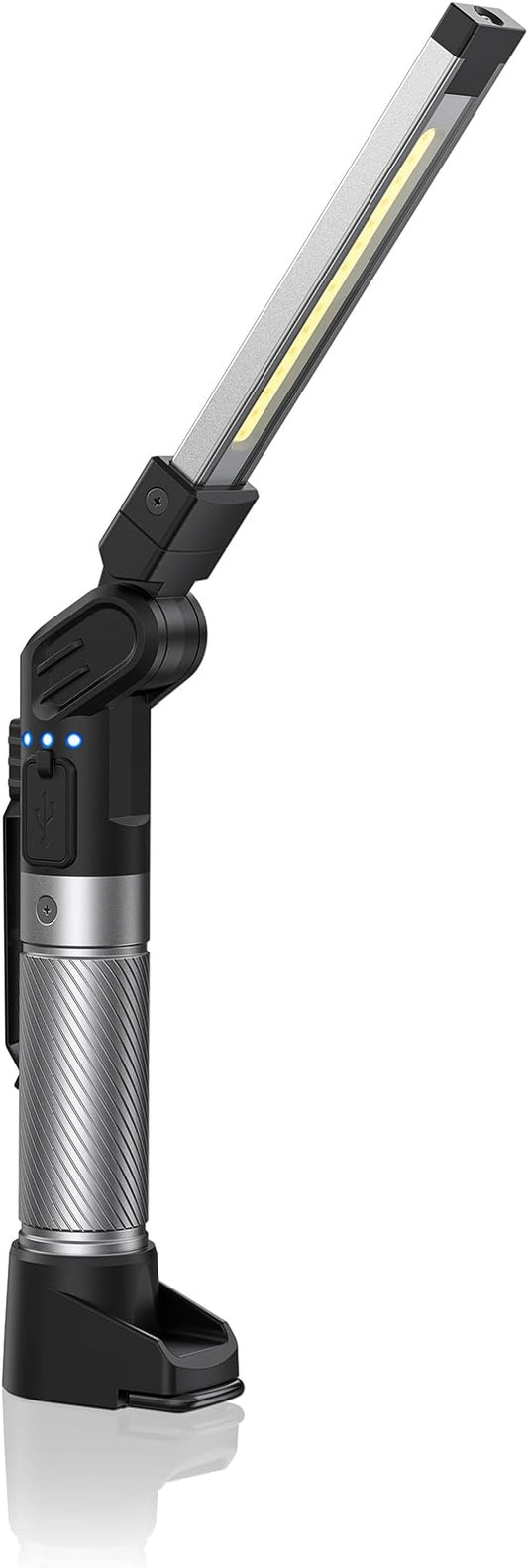 HOTLIGH Magnetic Work Light - 800 Lumens Rechargeable Work Light with Multifunctional Foldable Design, 2200 mAh Mechanic Light, 3 Lighting Modes Magnetic Flashlight for Car Repairing/Emergency, 1 Pack