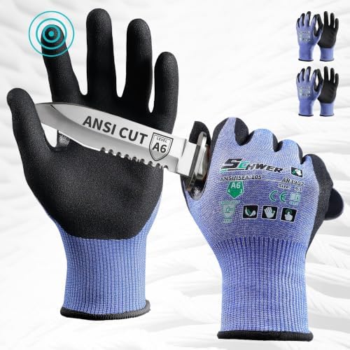 Schwer 2 Pairs Air-Skin A6 Cut Resistant Work Gloves, AR3902, S