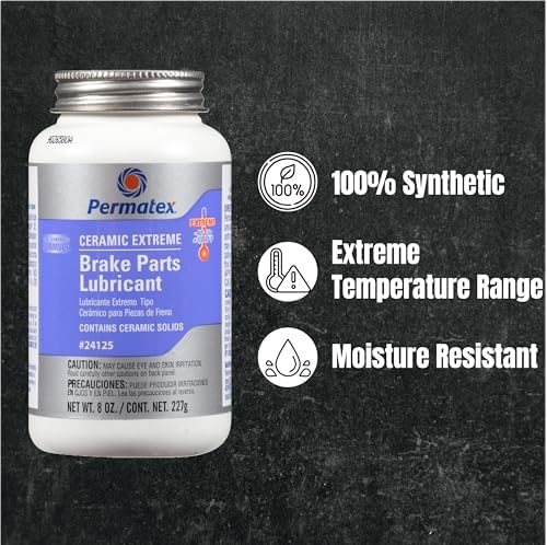 Permatex 24125 Ceramic Extreme Brake Parts Lubricant, 8 oz., Pack of 1 & 09128 Copper Anti-Seize Lubricant, 8 oz.