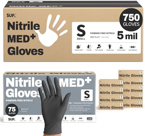 SUP Med Plus™ Nitrile Gloves, 5 Mil Powder-Free Disposable Black 75 | 750Ct