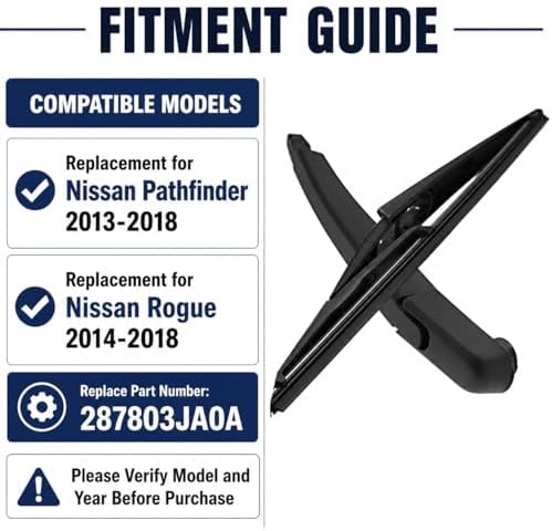 Hoypeyfiy 12 inch Rear Windshield Wiper Blade with Window Wiper Cap Cover Replacement for Nissan Pathfinder 2013-2018 Rogue 2014-2018 287803JA0A