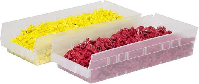 Akro-Mils 30158 Plastic Shelf Bins, Heavy Duty Storage Bins for Garage, Closet, and Drawer Organization, 18-Inch x 8-Inch x 4-Inch, Clear, 12-Pack