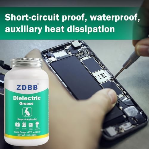ZDBB Dielectric Grease for Automotive Electrical Connectors, Electric Silicone Paste with a Brush, Di Electric Grease Spark Plug, Battery Terminal, Wiring, Marine Against Salt Corrosion 8 oz (1pcs)