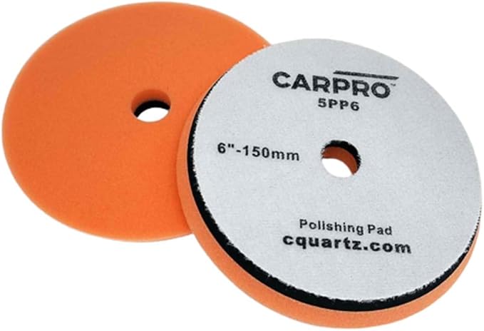 CARPRO Orange Polishing Pad - Car Polishing Pads for Buffing, Cutting, & Polishing, Foam Polishing Pad for Paint Correction - Hook and Loop Car Buffer Pads w/Tapered Edge - 6" (1 Pad)