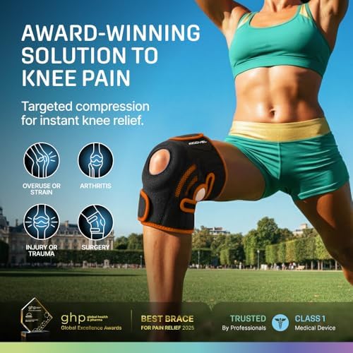 Modvel Knee Brace with Side Stabilizers & Patella Gel Pads for Pain Relief and Joint Support Breathable, Non-Slip Compression Sleeve for Men & Women, Arthritis, Meniscus, ACL Recovery