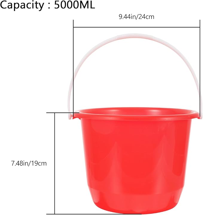 Plastic Water Bucket with Handle 1.3 Gallon Portable Household Bucket for Gardening pet Watering and Storage