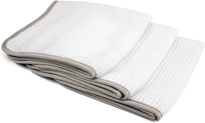 Autofiber No Streak Freak Microfiber Window and Mirror Waffle Towel - Pack of 3, White (16 inch x 16 inch)