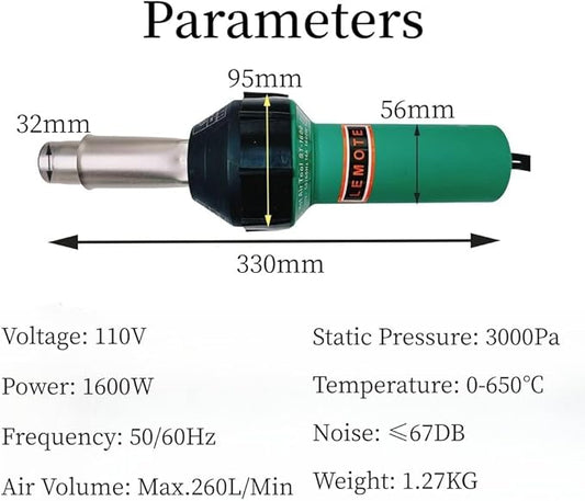 110V Hot Air Gun Welding Torch 1600W Heat Gun Plastic Welder Roofing Welder Kits