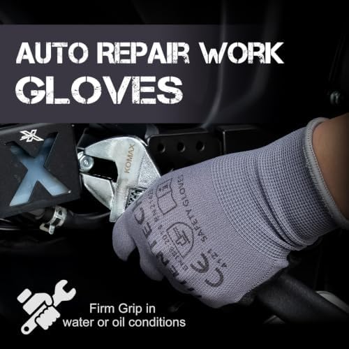 Safety Work Gloves MicroFoam Nitrile Coated 12 Pairs, One Size