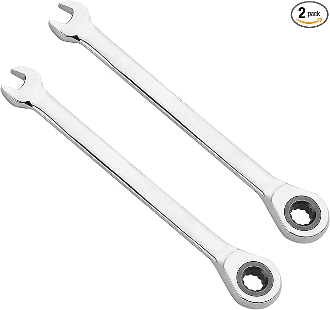 KINJOEK 2PCS 13mm Ratcheting Combination Wrenches Metric, 12-Point Design 72-Tooth Ratchet Gear Spanner