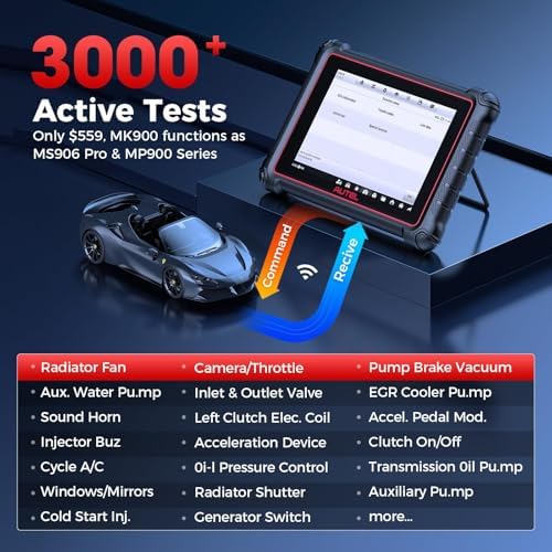 Autel Scanner MaxiCOM MK900: 2026 Updated as MK900BT MK900-BT MX900 Bidirectional Diagnostic Tool, 8in Up of MK808S MK808BT Pro MX808S 808Z, 3K+ Active Tests, 40+ Service, CAN-FD&DOIP, All System, FCA