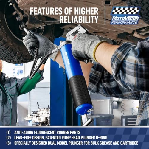 Professional Pistol Grip Grease Gun 6000PSI, 25" Flex Hose w/Coupler