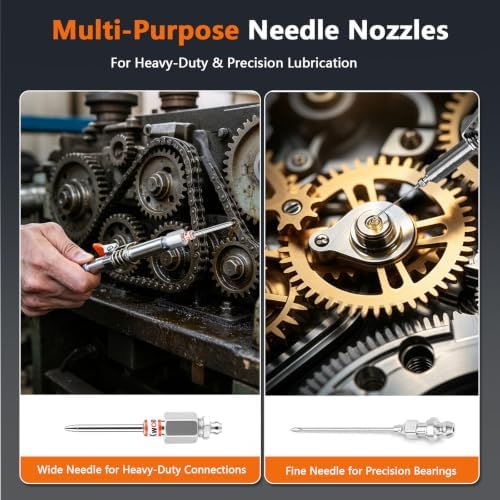 Upgraded Leak-Free Grease Gun Coupler Kit with 90°Adapter & 2 Needle Tips