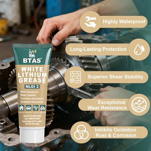 BTAS White Lithium Grease Lubricant for Garage Door, Track Rail, Roller 1oz