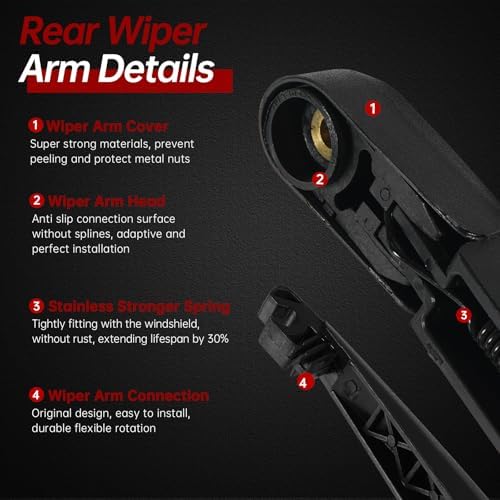 OTUAYAUTO Rear Windshield Wiper Arm Blade Set - Replacement for Toyota RAV4 2019-2023 - Factory Style Back Wiper Cover Accessories Assembly for Rear Window