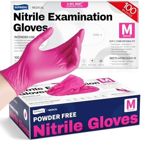 Supmedic 4 Mil MED Exam Gloves, Latex & Powder-Free Orchid 100 Ct