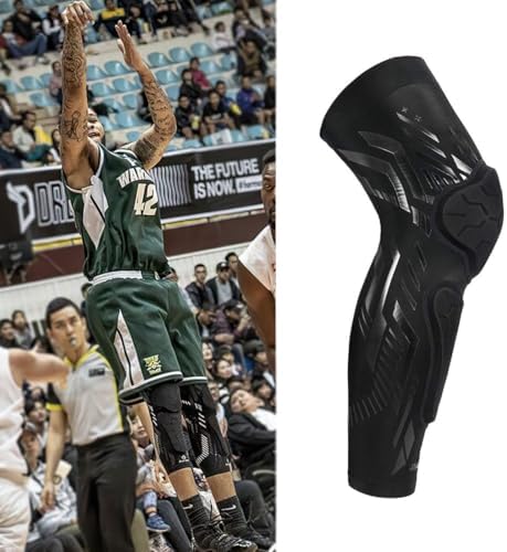 Kuangmi Knee Pad and Shin Guard Sleeve for Basketball, Wrestling, Soccer, Volleyball, Sports, Daily Support (Black-Pair, Large)