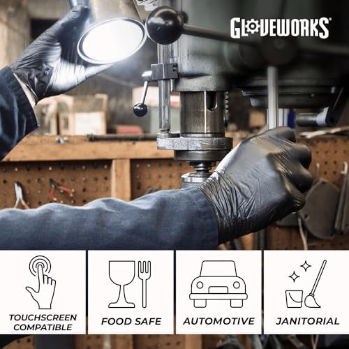 GLOVEWORKS Nitrile Gloves Disposable 5 mil Black Size XXL Box of 100