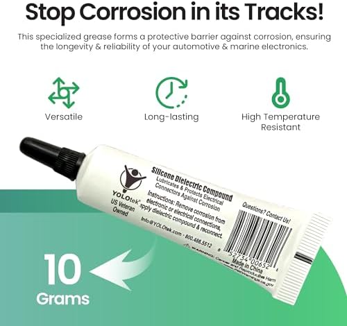 YOLOtek Veteran Owned - Silicone Dielectric Grease 10g - Automotive/Marine Grease and Seals for Spark Plugs, Battery Terminals & Electrical Connectors