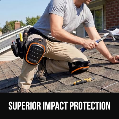 GORILLA GRIP® Knee Pads for Work, Gel Cushion Soft Foam for Men Orange