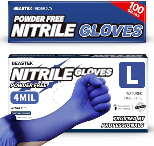 BEASTEK Nitrile Exam Gloves 4Mil Powder-Free Medical Disposable Blue Violet