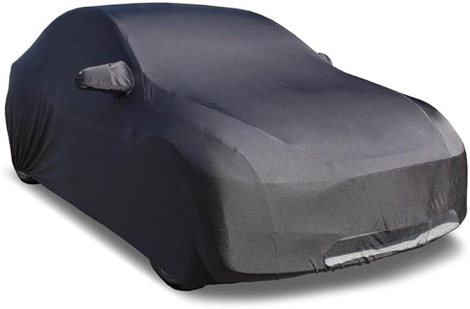 Custom Indoor Stretch Car Cover Compatible with 2020-2026 Tesla Model Y, Black, Includes Storage Bag - Soft Satin, Breathable, Dust Protection